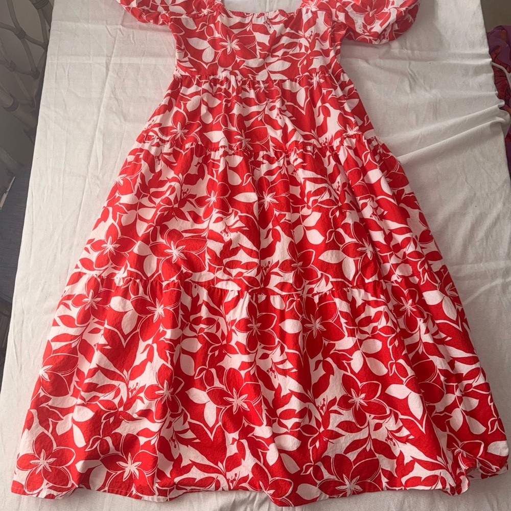 Floral Red and White Women’s Dress